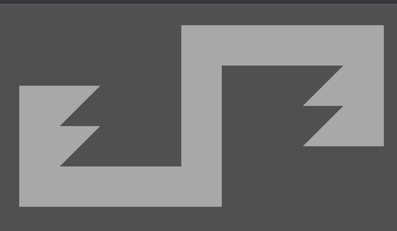 single sort of S shape with teeth/peaks/feathers on two ends: on the left, facing upward and to the right; on the right, facing down and to the left